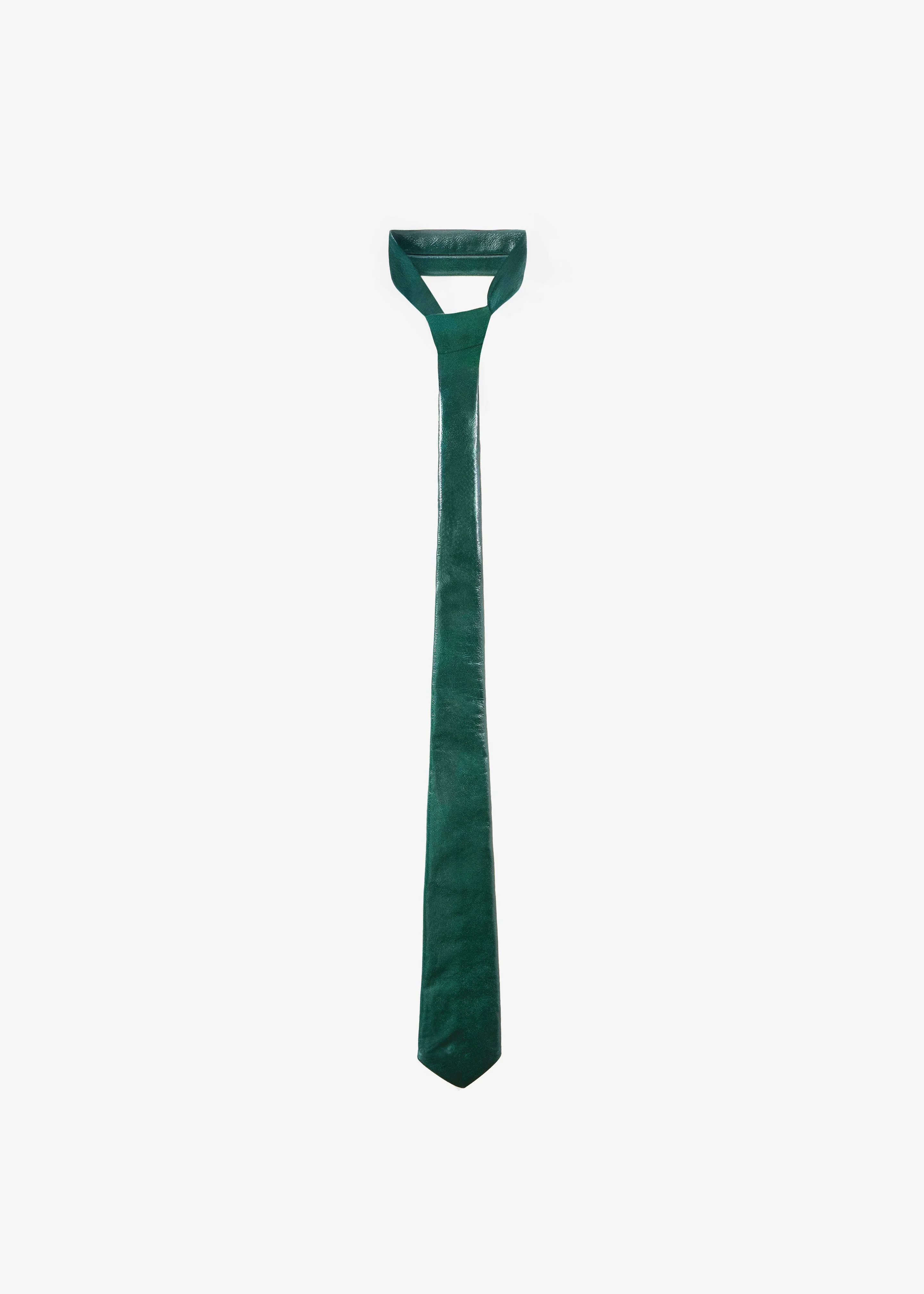 Sira Faux Leather Crackled Tie - Bottle Green - 1
