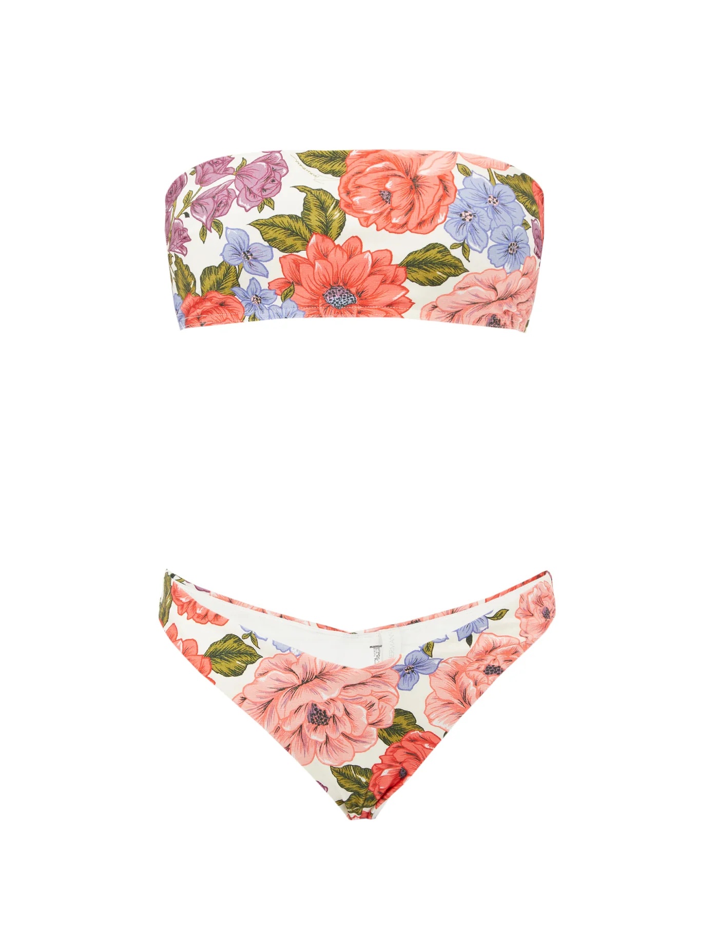 Poppy floral-print jersey bandeau bikini - 1