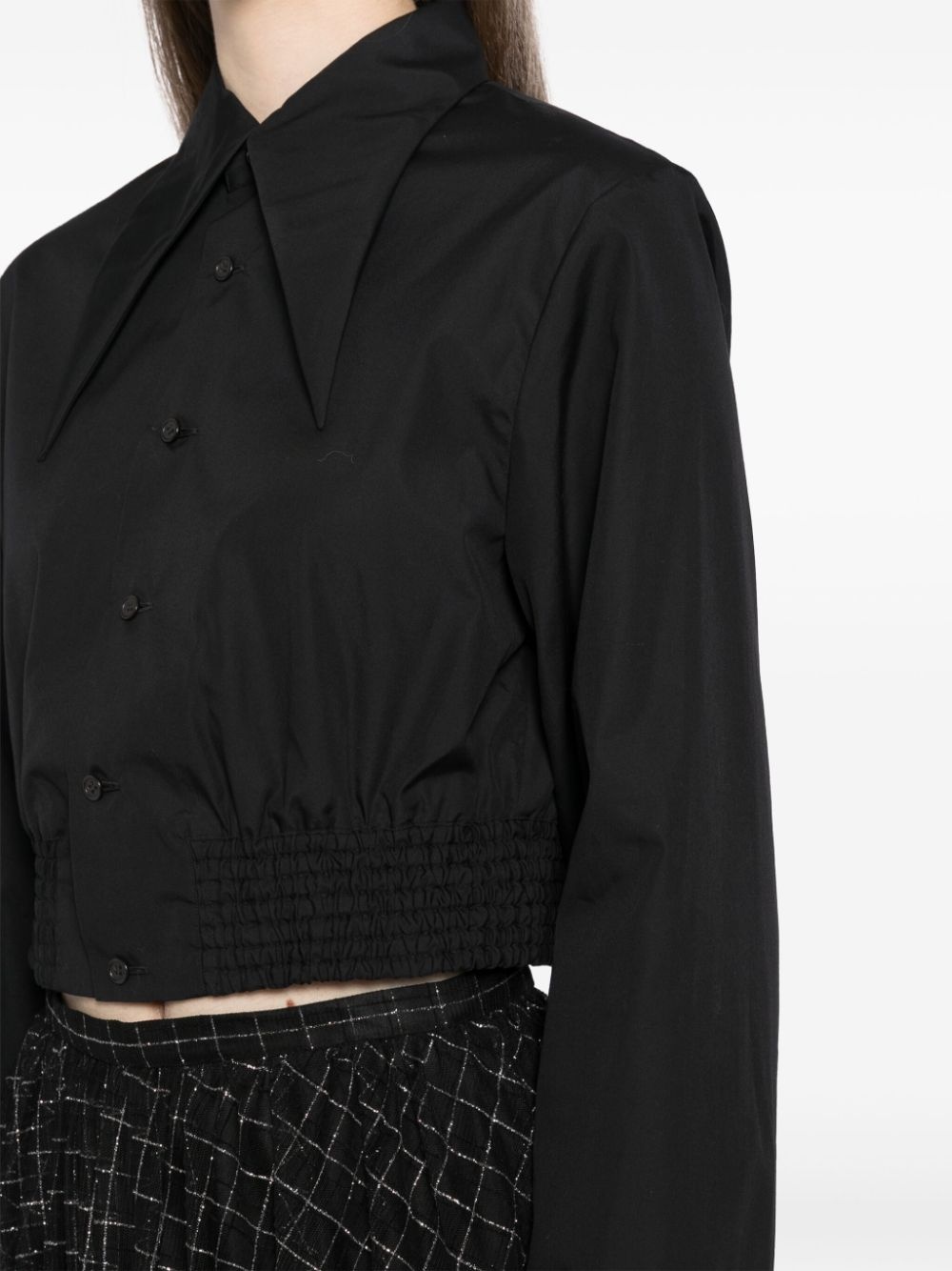 oversized collar cropped shirt - 10