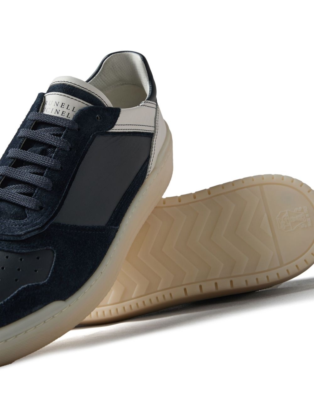 panelled leather sneakers - 4
