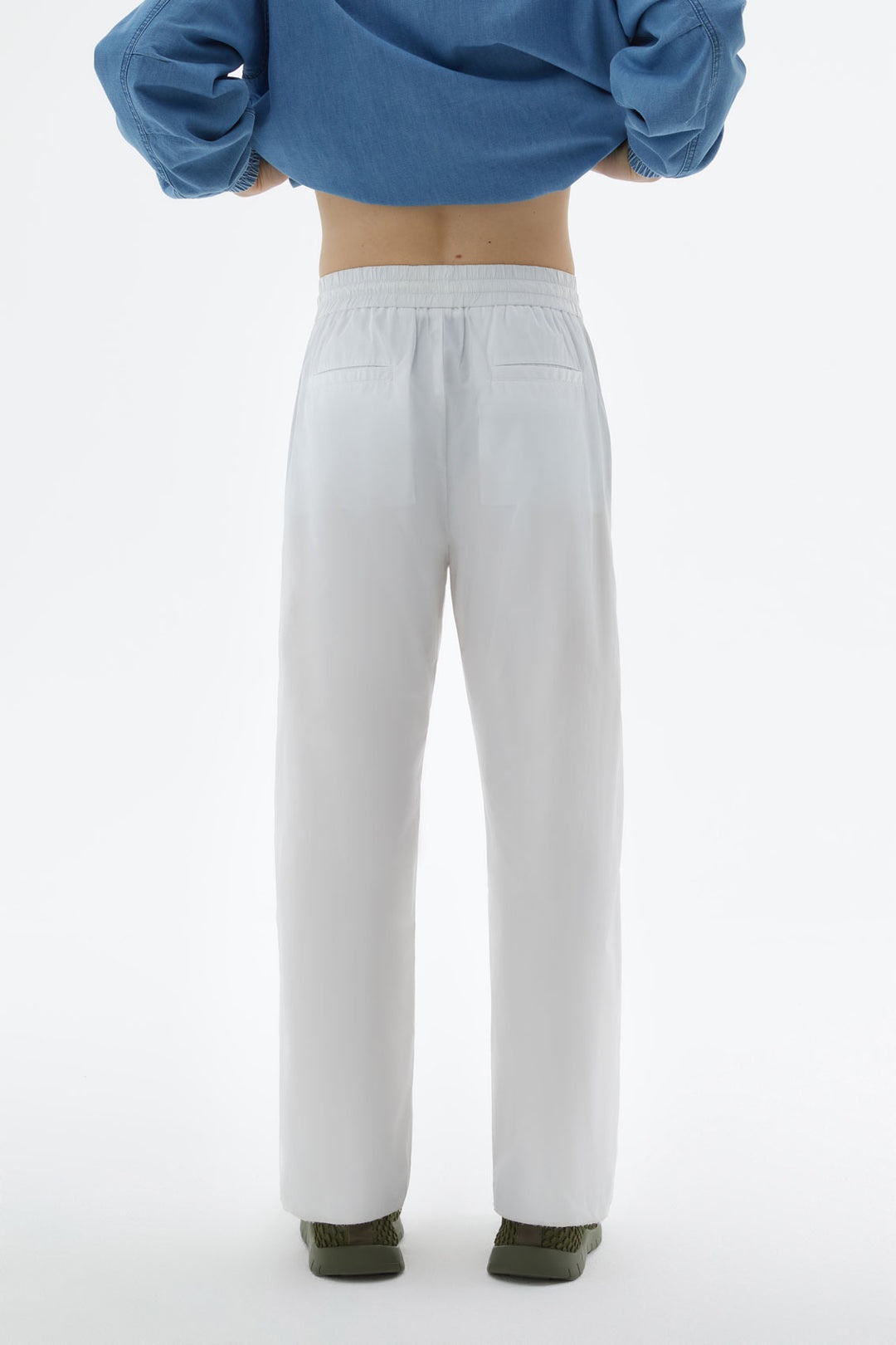 WHITE ELASTIC PANTS - 4