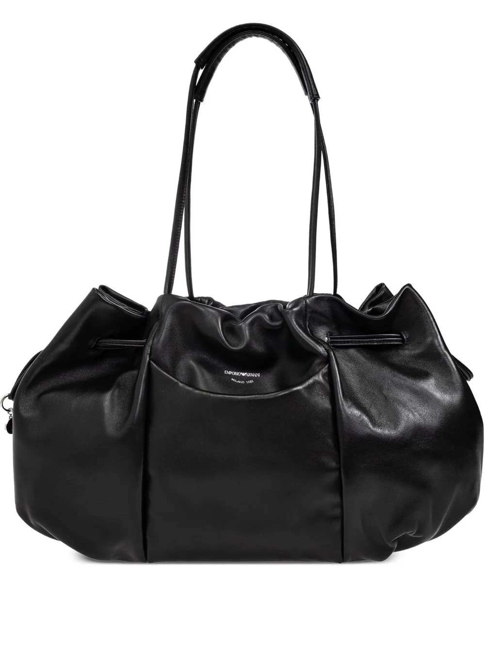 pleated leather tote bag - 1
