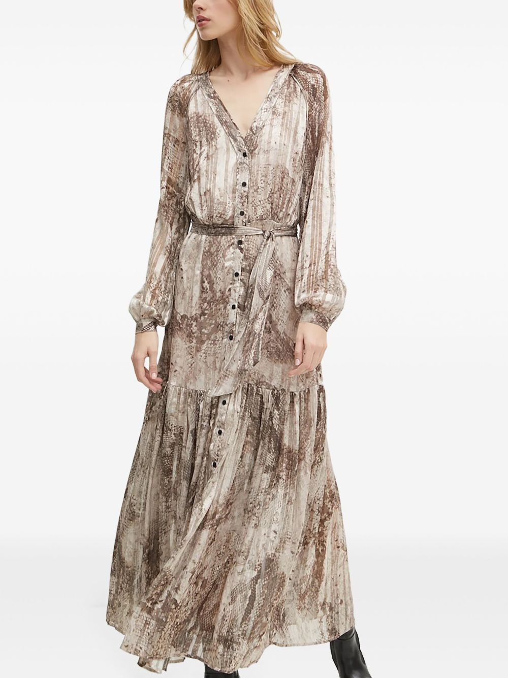 snakeskin-print maxi dress - 3