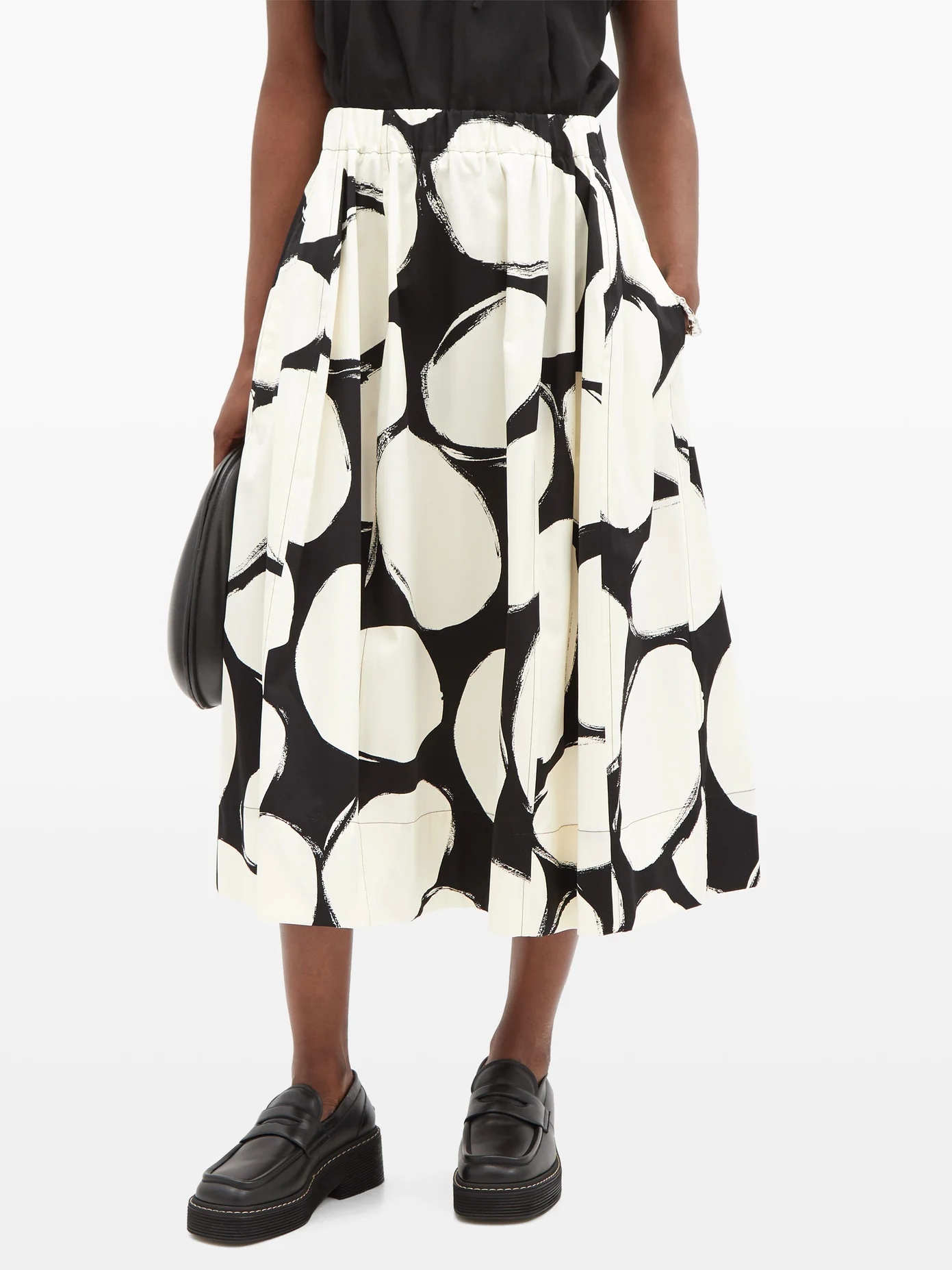 Oval-print A-line crepe skirt - 6