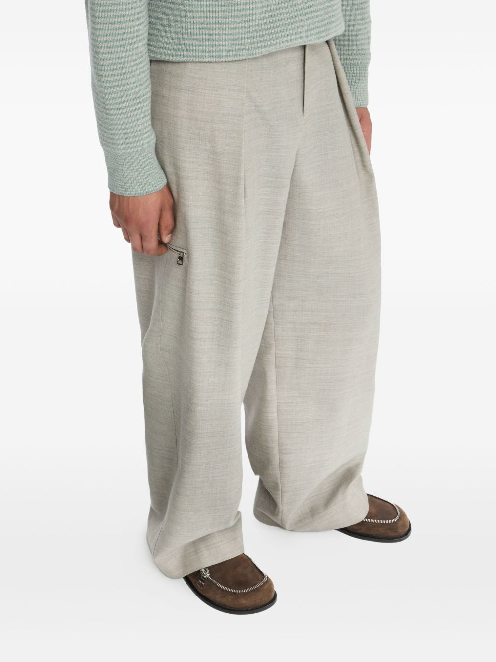 pleated zip-pocket trousers - 4
