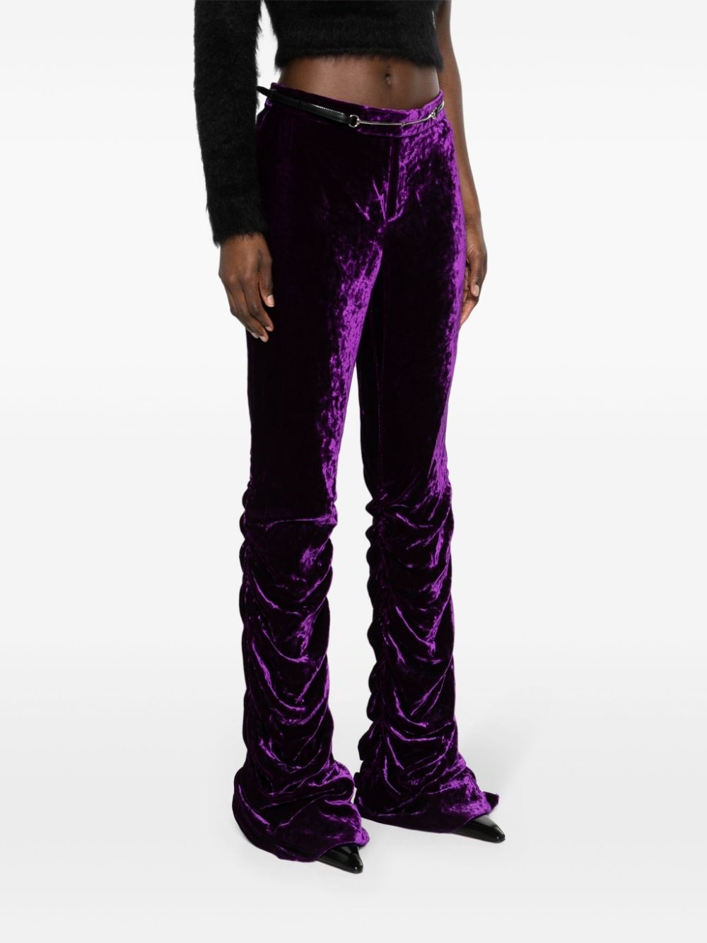 ruched velvet trousers - 3