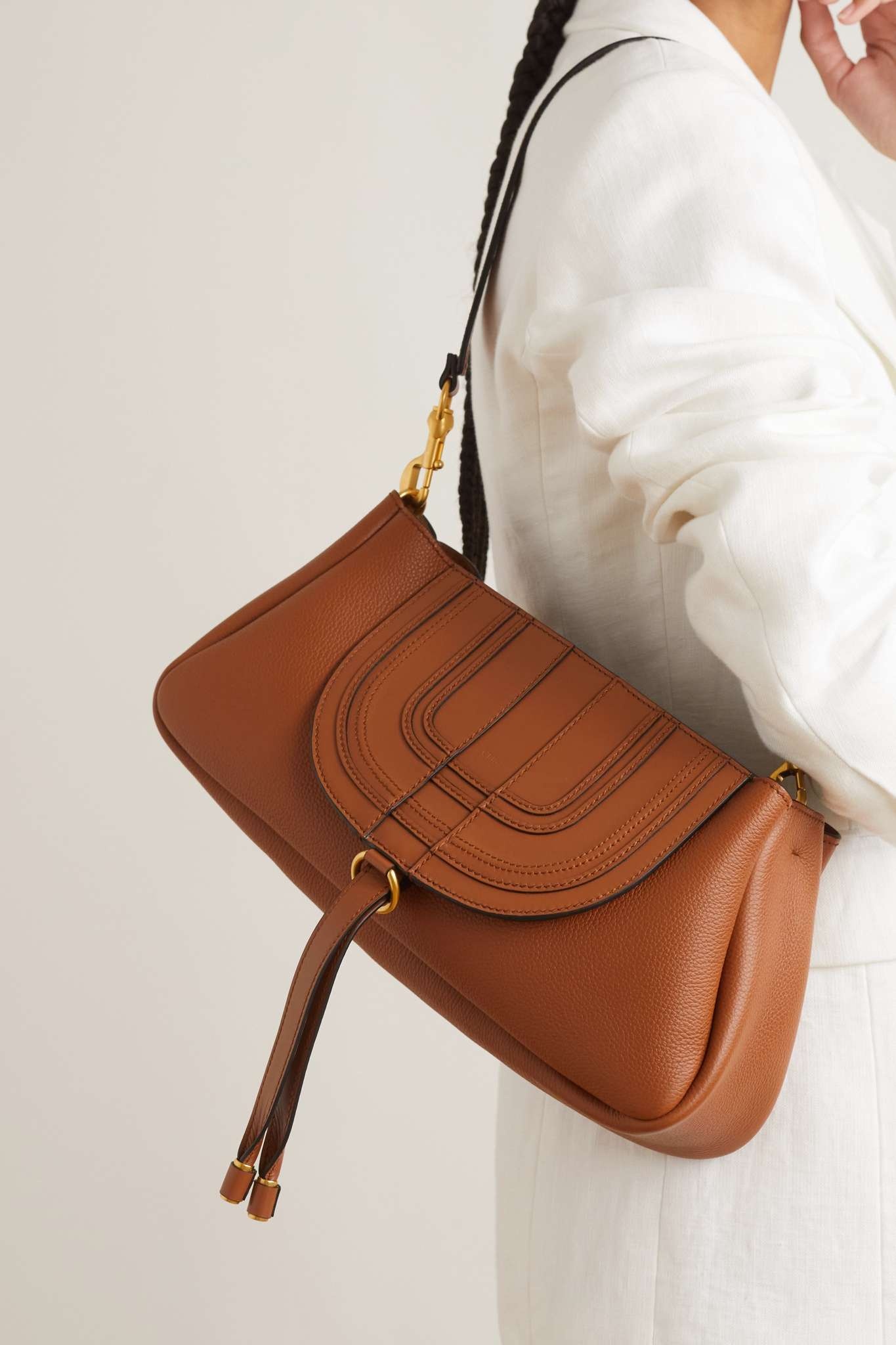 Marcie textured-leather shoulder bag - 2