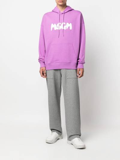 MSGM logo-print cotton hoodie outlook