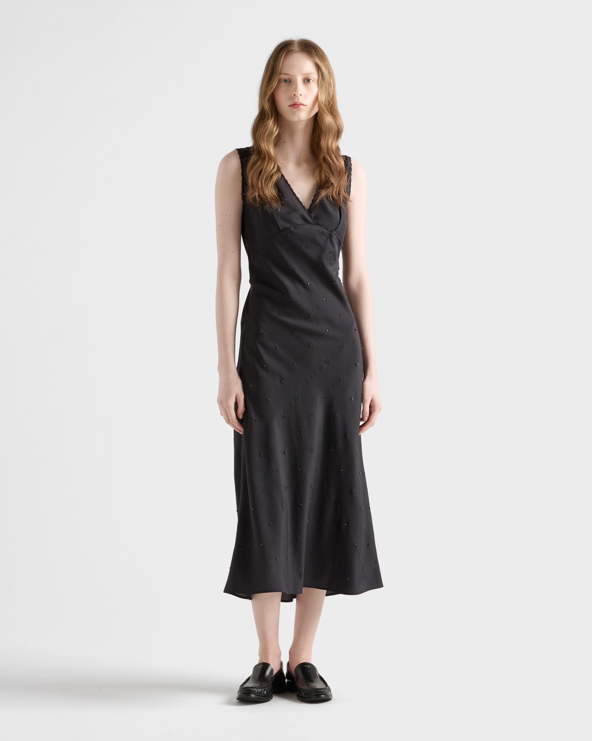 Embroidered vintage-effect habutai silk dress - 2