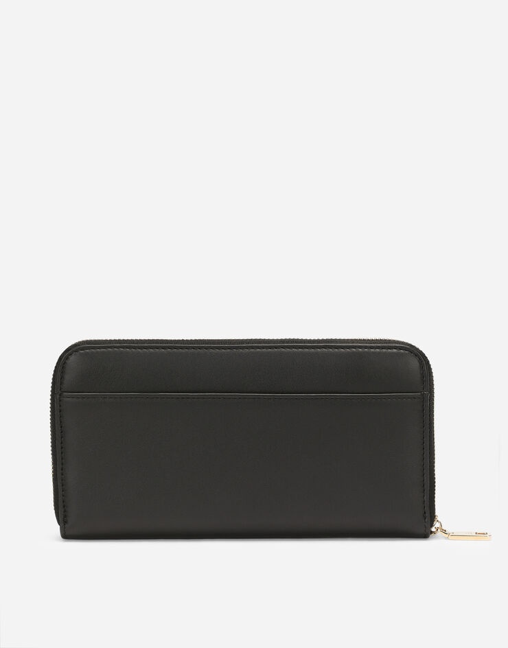 Calfskin zip-around wallet with branded plate - 3