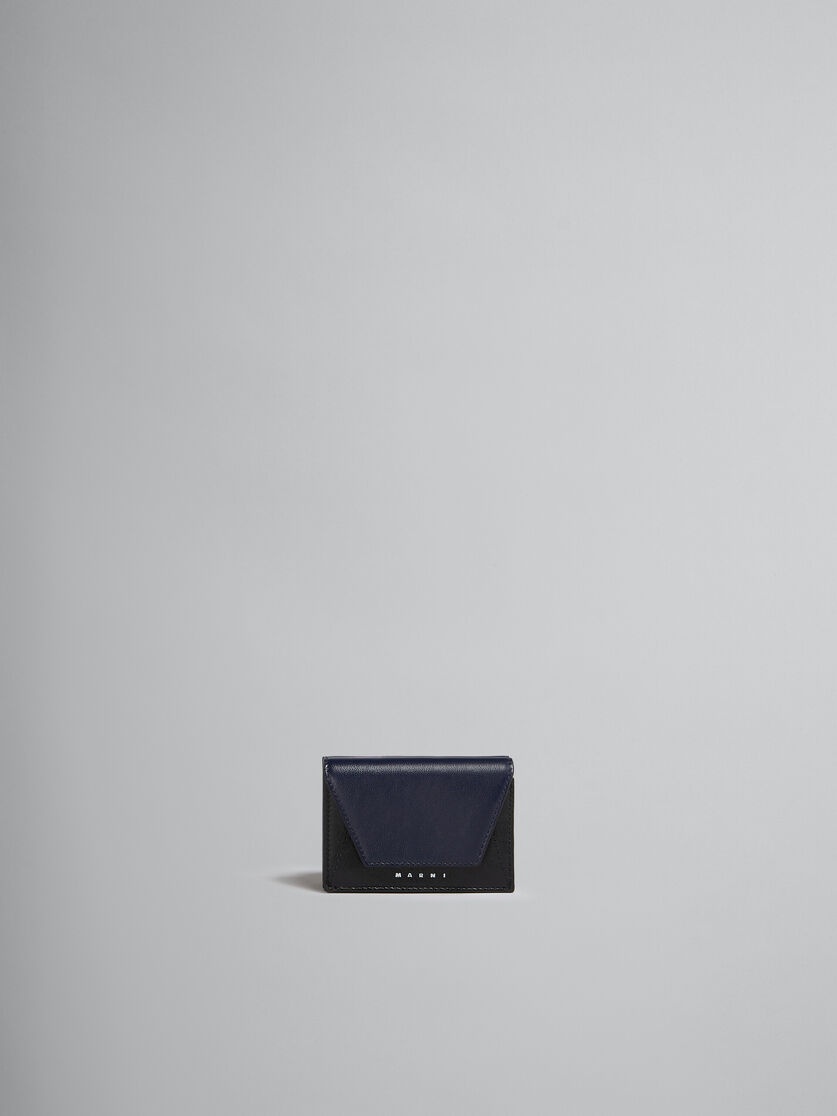 ◇MARNI◇ Logo card holder navy blue black PFMI0062U0P2644Z5 Marni Navy & Black Fold Card Holder Marni
