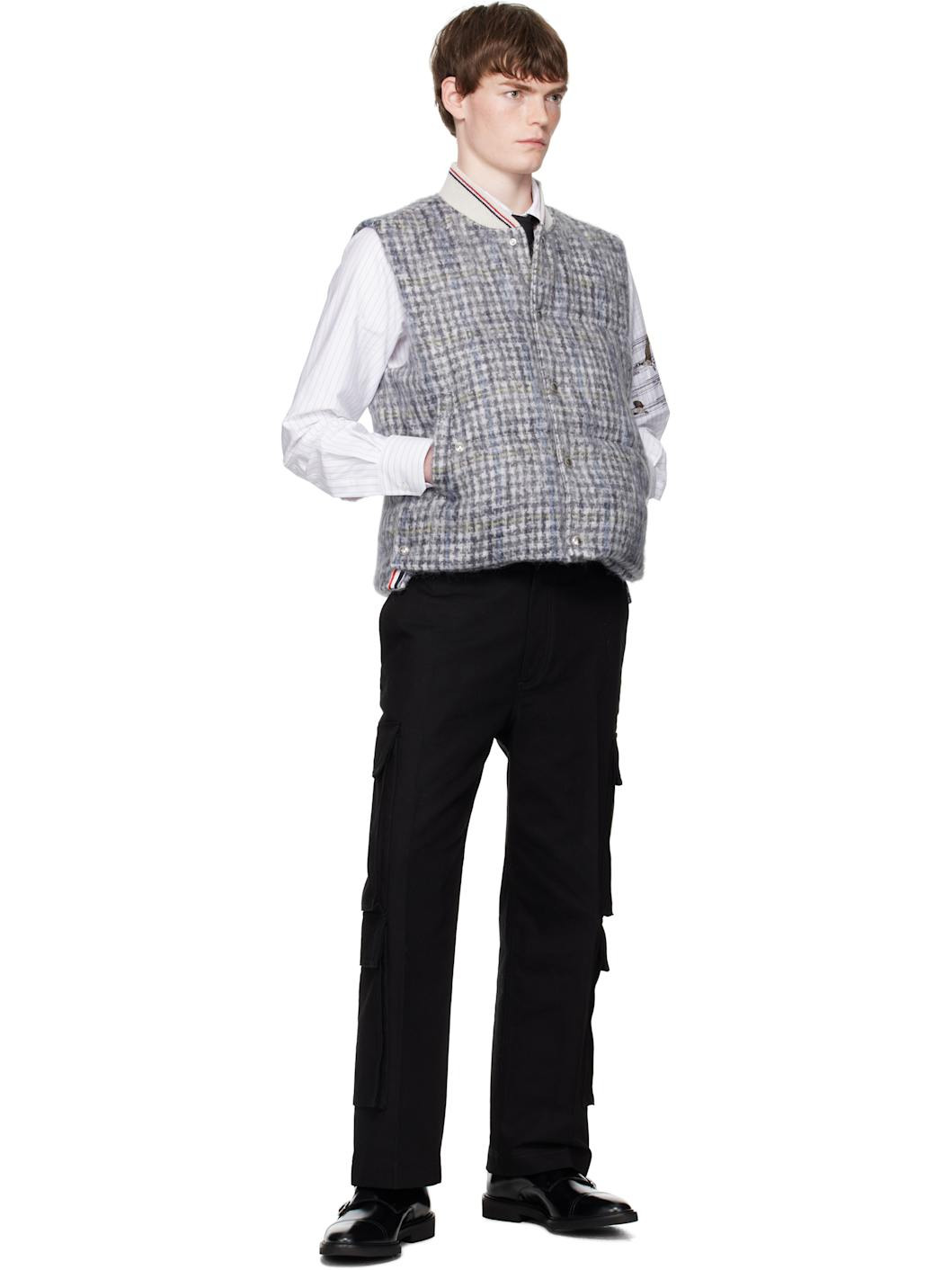 Gray Gunclub Check Hair Mohair Down Vest - 4