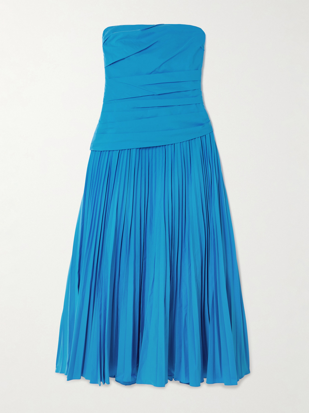 Arie Strapless Gathered Pleated Cotton-blend Poplin Midi Dress - 1