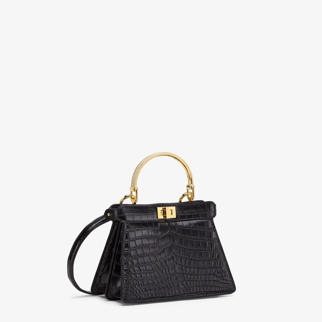 Iconic Peekaboo ISeeU bag in an ideal, compact size. Made of exquisite black crocodile leather and e - 2