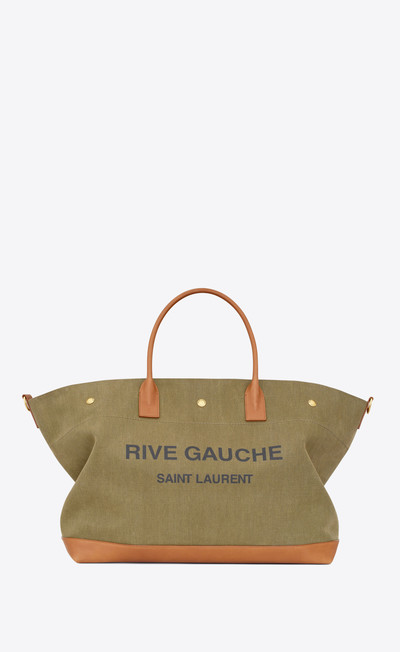 SAINT LAURENT rive gauche maxi shopping bag in canvas and vegetable-tanned leather outlook