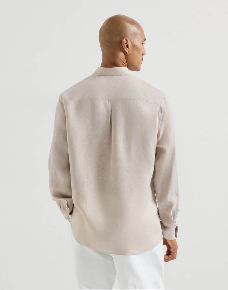 Linen easy fit shirt with Mandarin collar 3