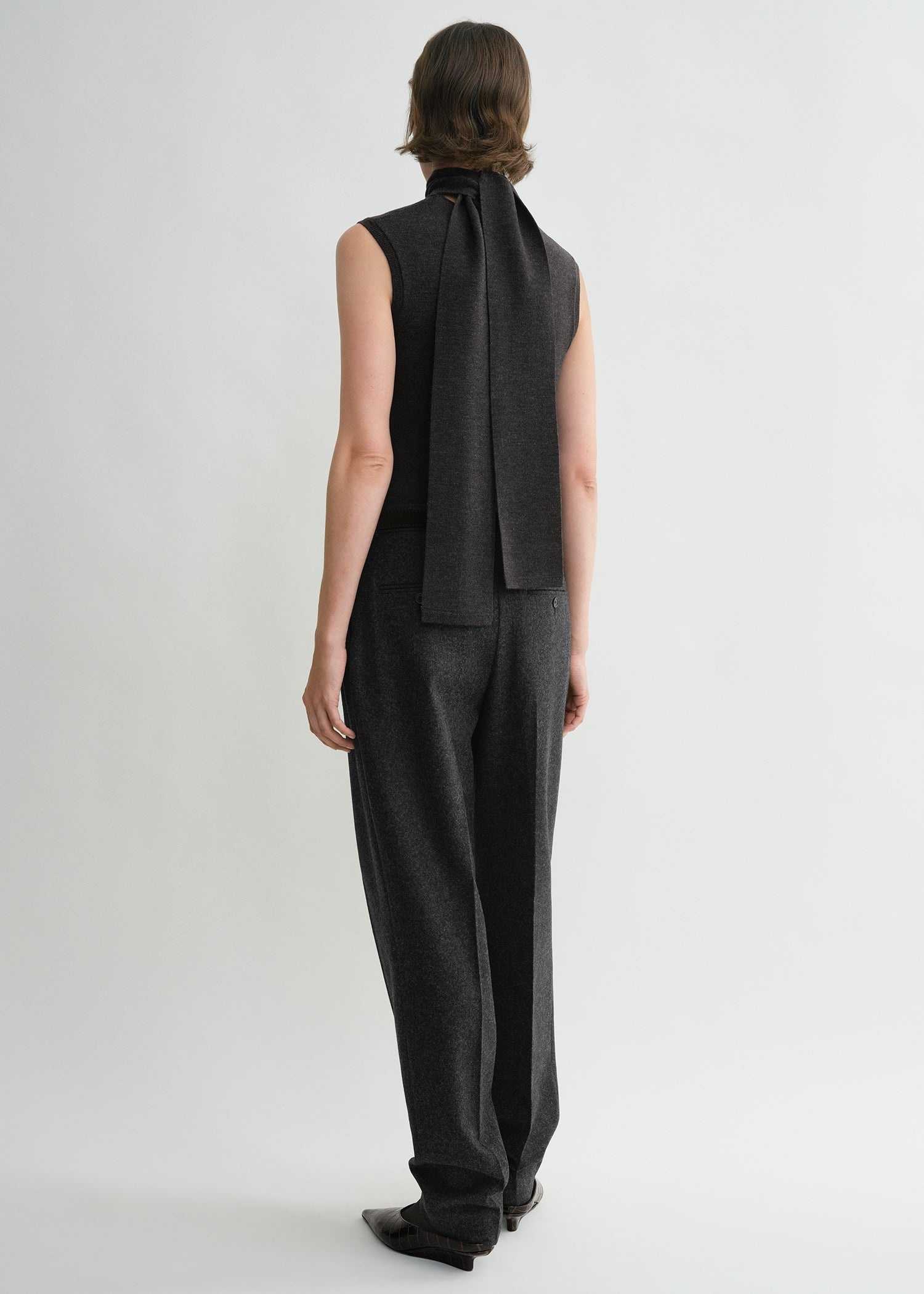 Sleeveless scarf knit dark grey melange - 5