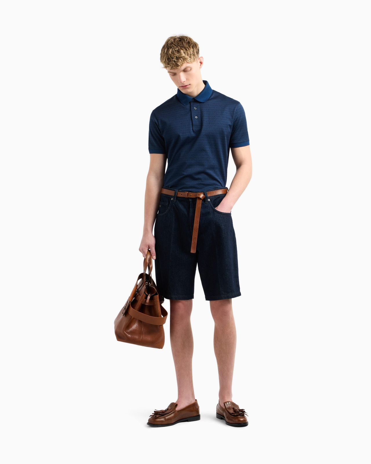 JERSEY POLO SHIRT WITH ALL-OVER JACQUARD LETTERING - 2