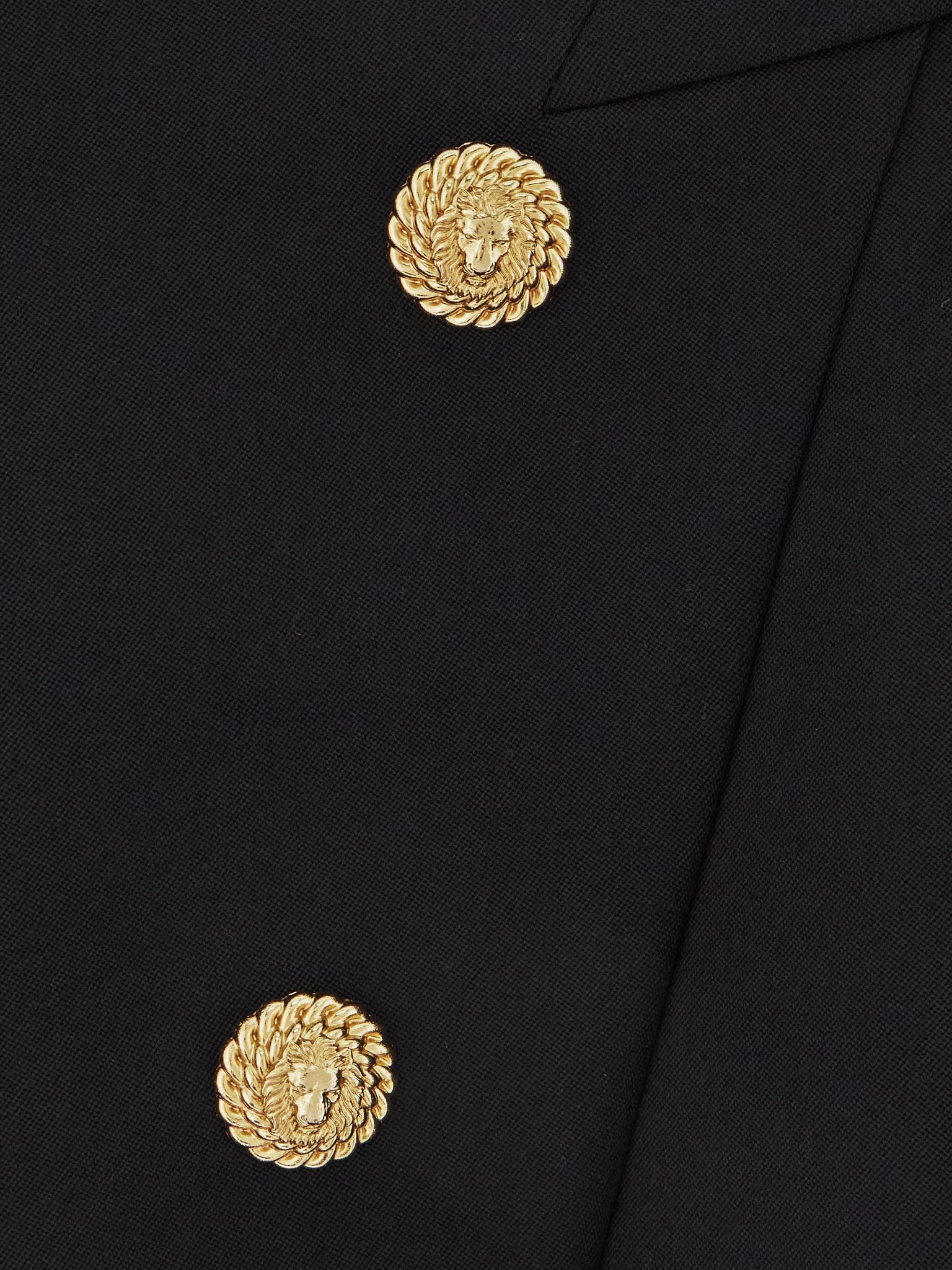 Button-embellished pleated grain de poudre wool mini skirt Black - 4