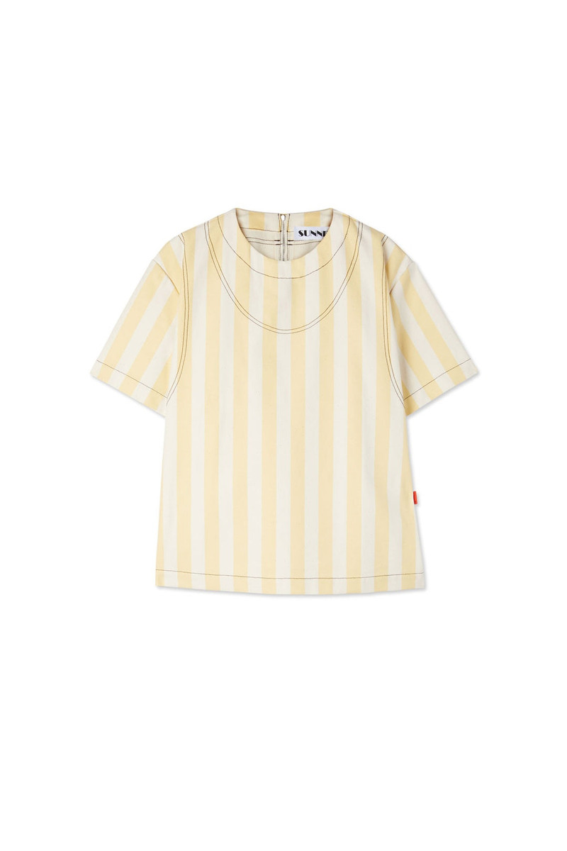 STRIPED T-SHIRT / ecru & yellow 1