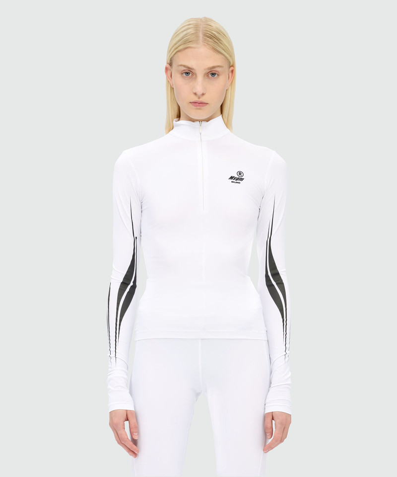 MSGM White lycra top with MSGM Race graphics outlook