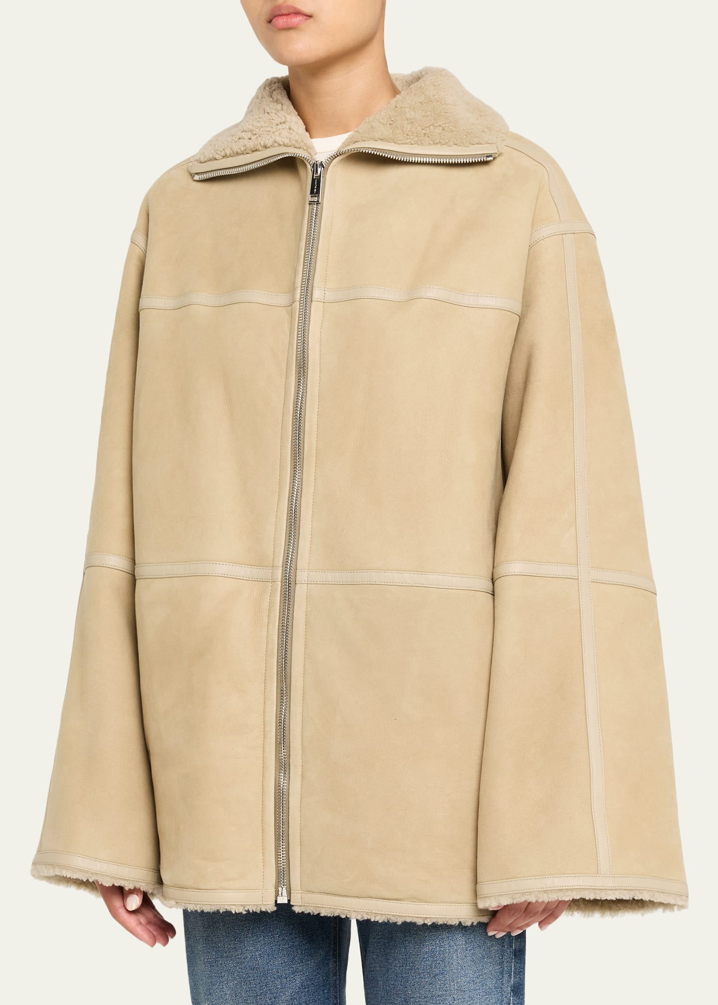 Short Suede Merino Lambskin Coat - 4
