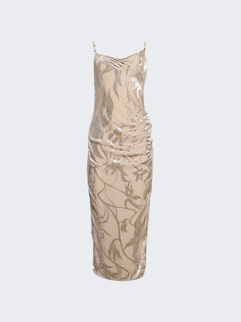 Asymmetrical Buckled Strap Dress Champagne 1