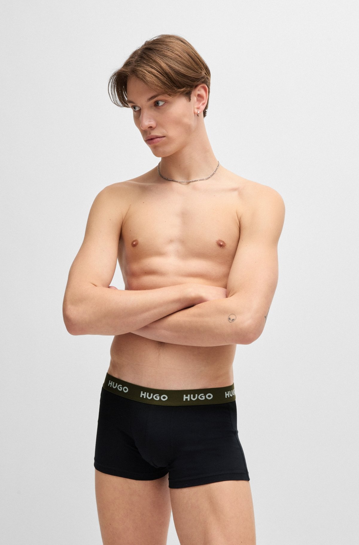 THREE-PACK OF STRETCH-COTTON TRUNKS WITH LOGO WAISTBANDS - 2