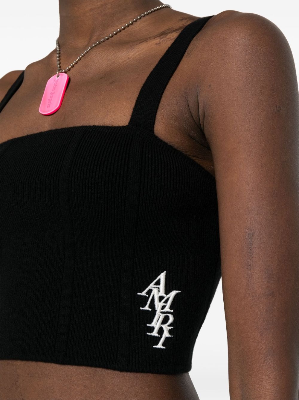 logo-embroidered cropped top - 5