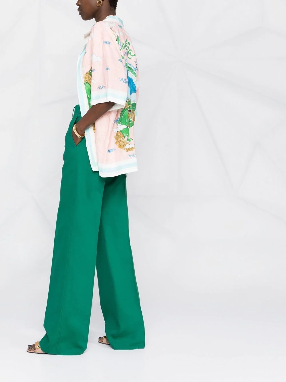 high-waist wide-leg trousers - 4