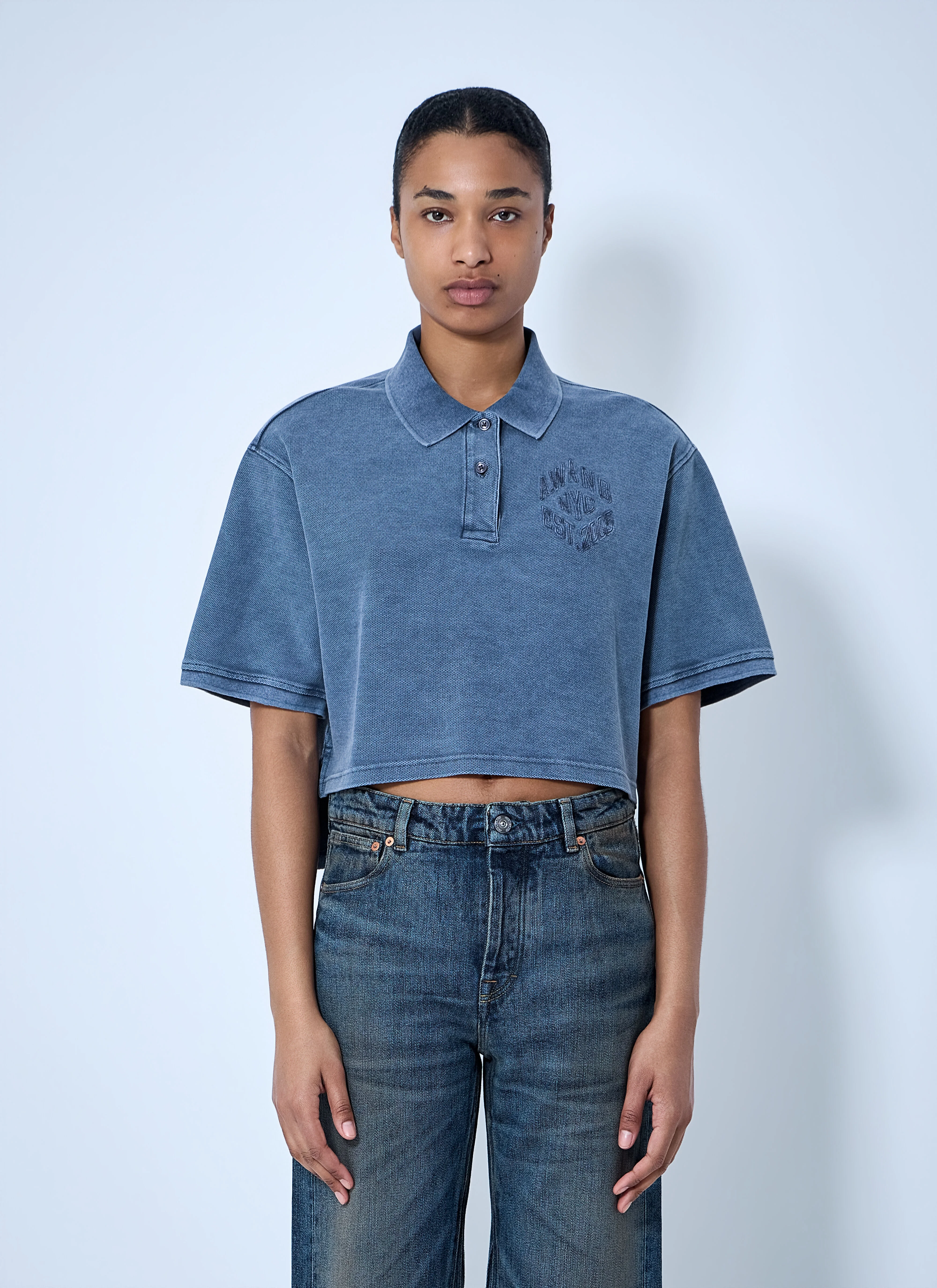 Cropped Piqué Polo T-Shirt - 1