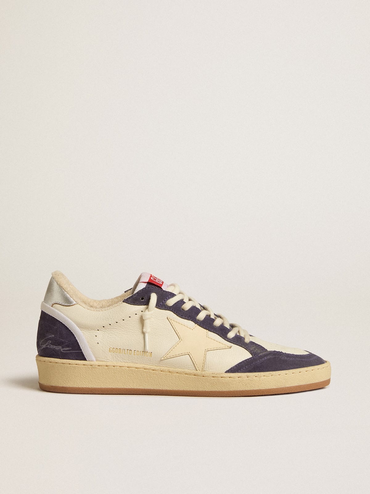 Ball Star LTD in nappa leather and suede with cream star and silver heel tab - 1