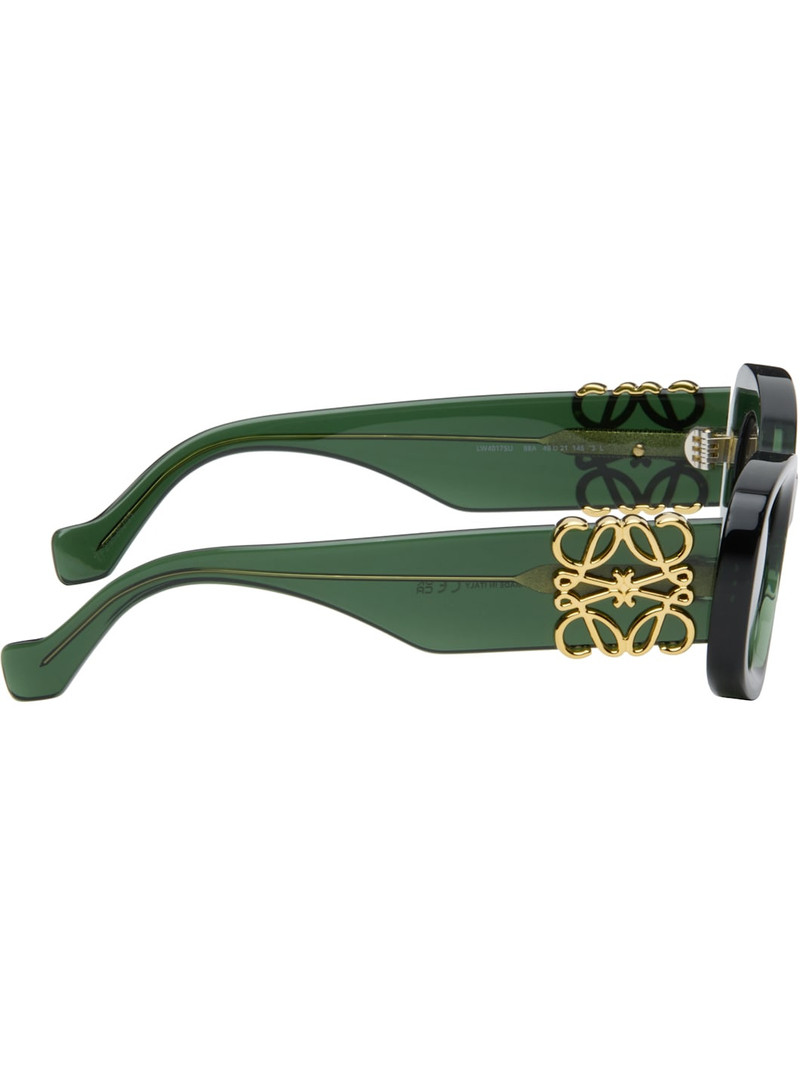 Loewe Green Beveled Oval Maxi Anagram Sunglasses outlook