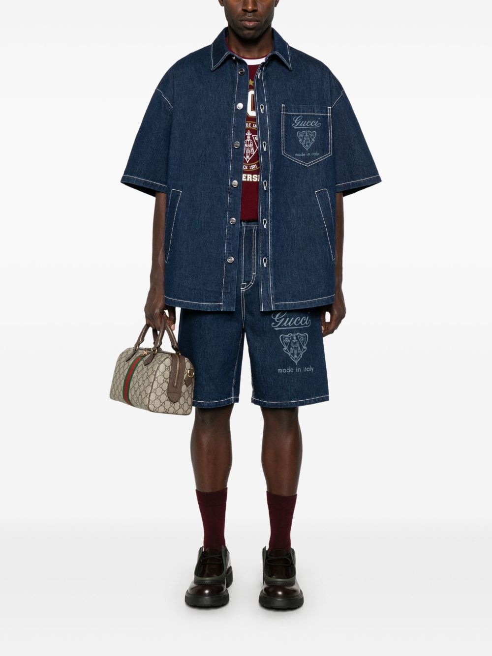 lasered denim shorts - 2