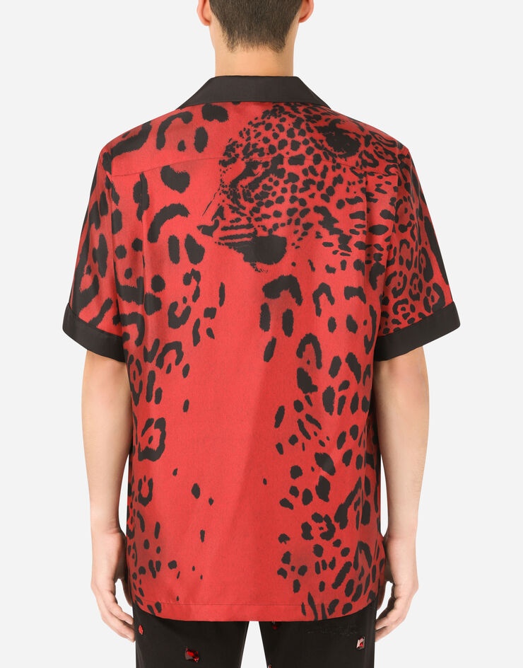 Silk Hawaiian shirt with leopard print - 2