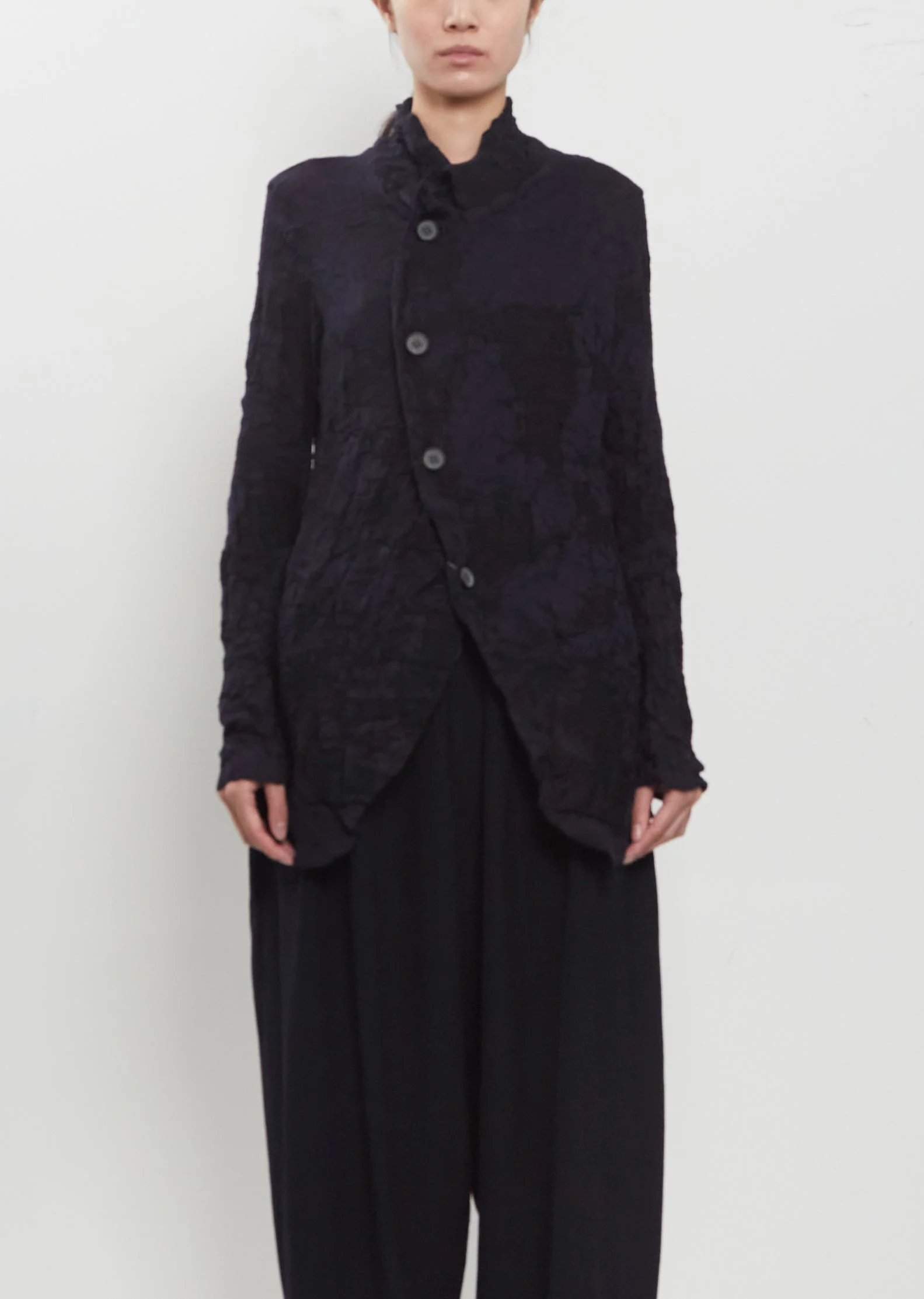 Asymmetrical Button Jacket - 1