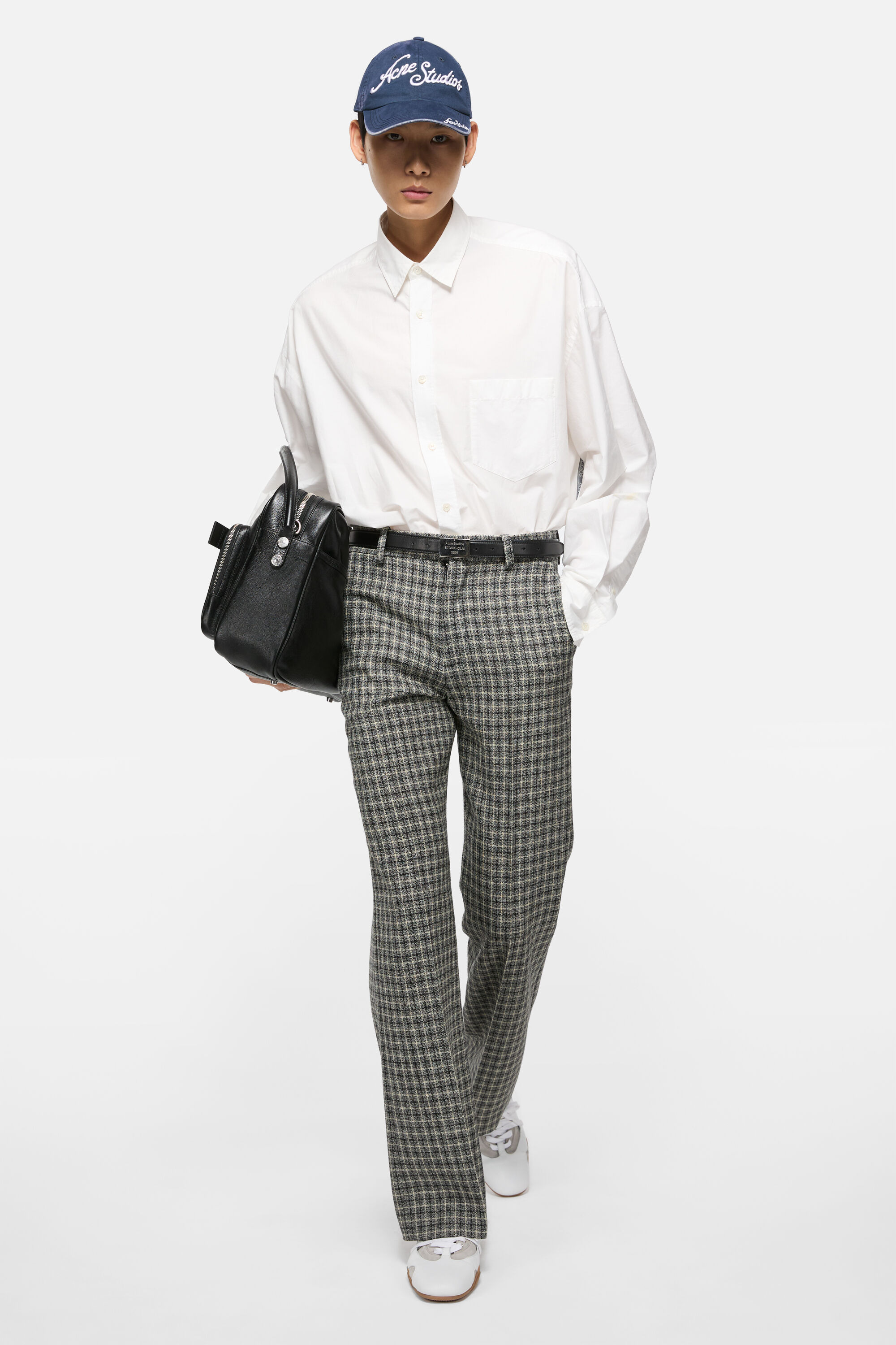 Wool check trousers - Black/white - 2
