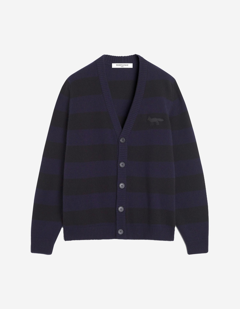 FESTIVE PROFILE FOX PATCH STRIPPED CARDIGAN 1