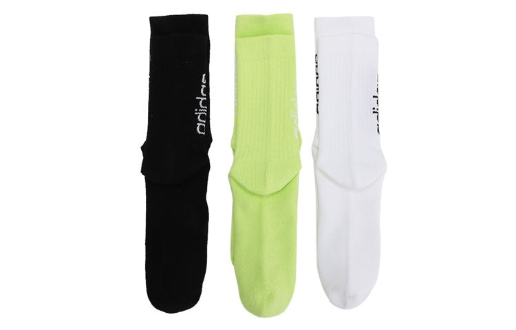 adidas neo Sports Outdoor High Top Mid Tops Socks Couple Style 3 Pairs 'Black Green White' GE1377 - 2