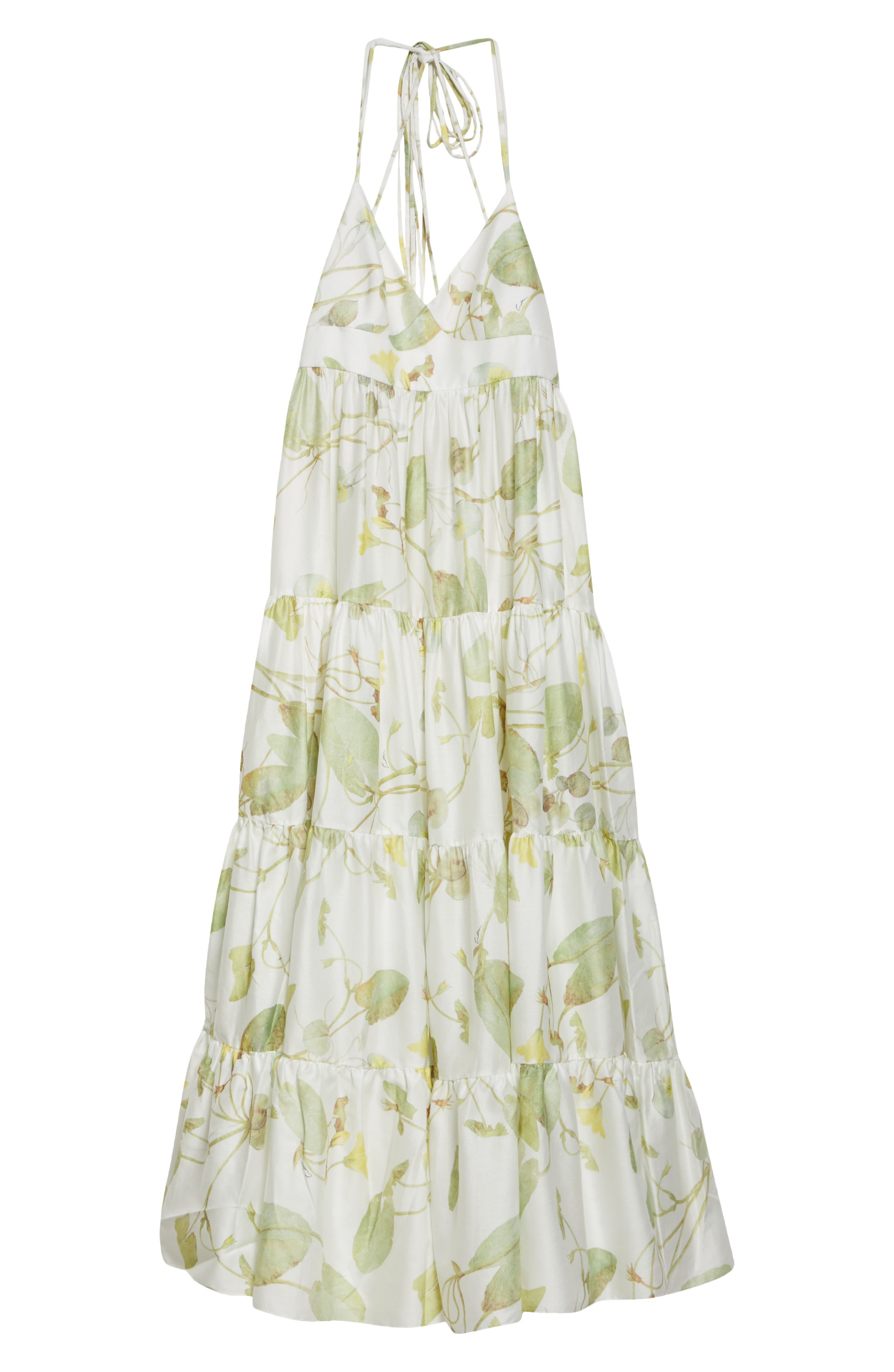 Erdem Strappy Cotton Poplin Fit & Flare Dress in Lilypad Vine White at Nordstrom - 5