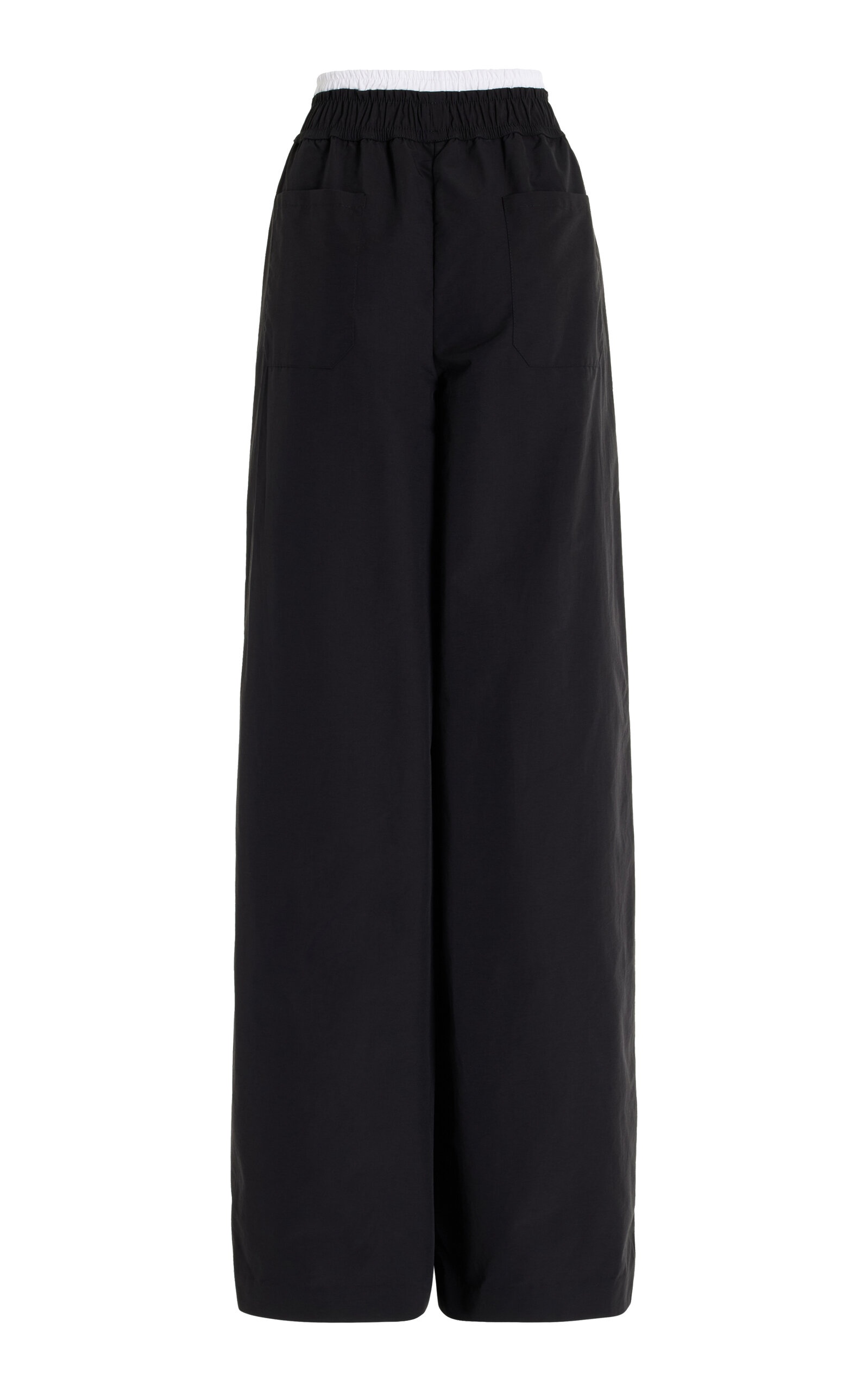 Olly Double-Waist Cotton Faille Wide-Leg Pants black - 2