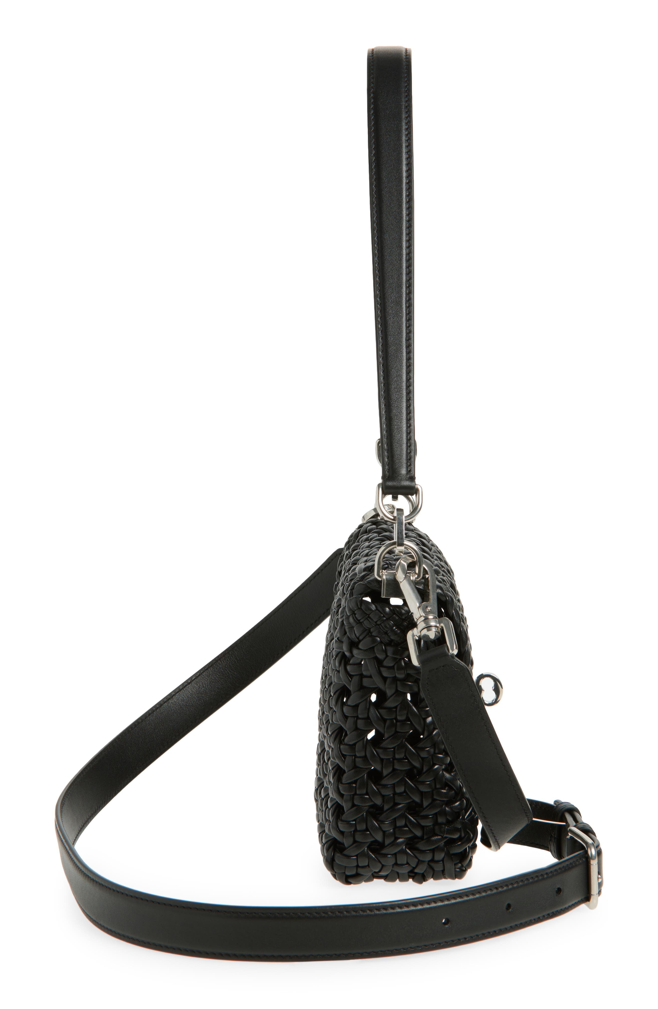 Dolce&Gabbana Marlene Woven Leather Shoulder Bag in Black/Black at Nordstrom - 5