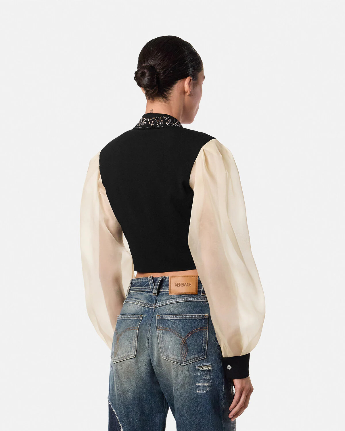 Studded Georgette Crop Shirt - 5