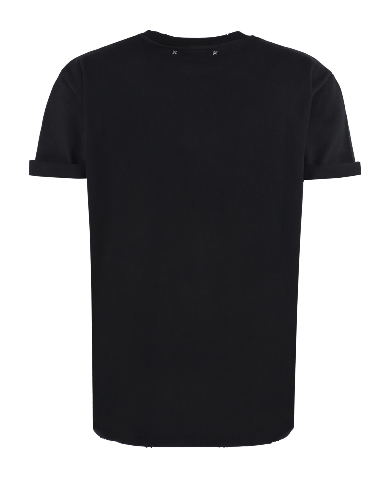 Cotton T-shirt With Ripped Profiles - 2
