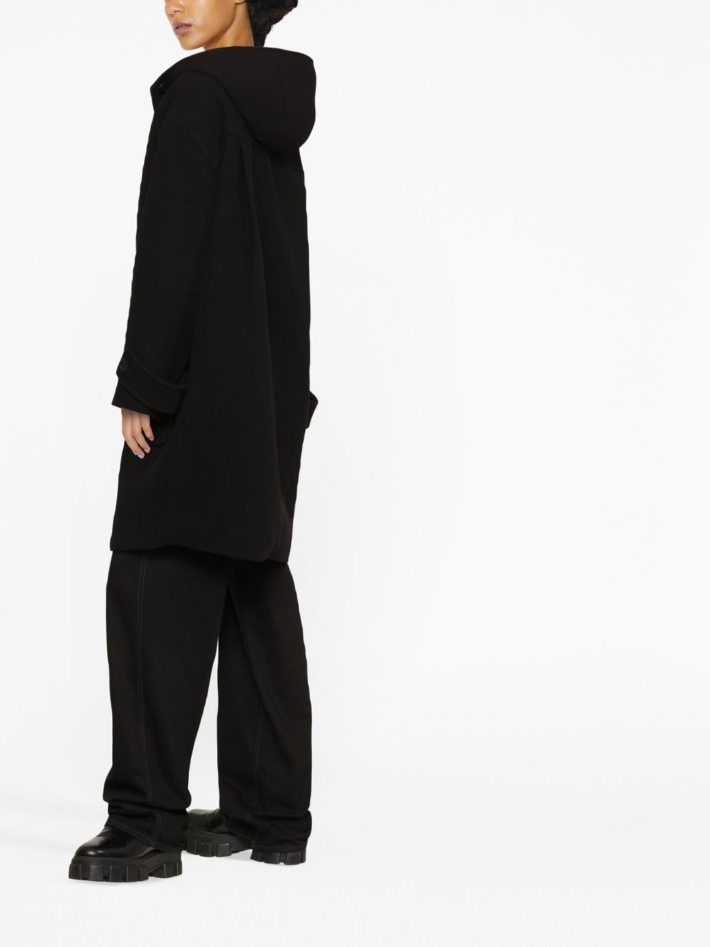 hooded zip-front mid-length coat - 3