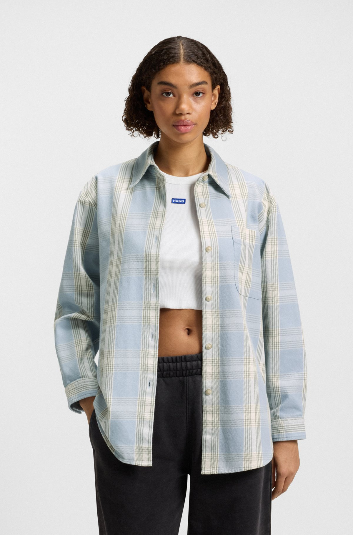 OVERSIZED-FIT SHIRT IN GLEN-CHECK COTTON TWILL - 2