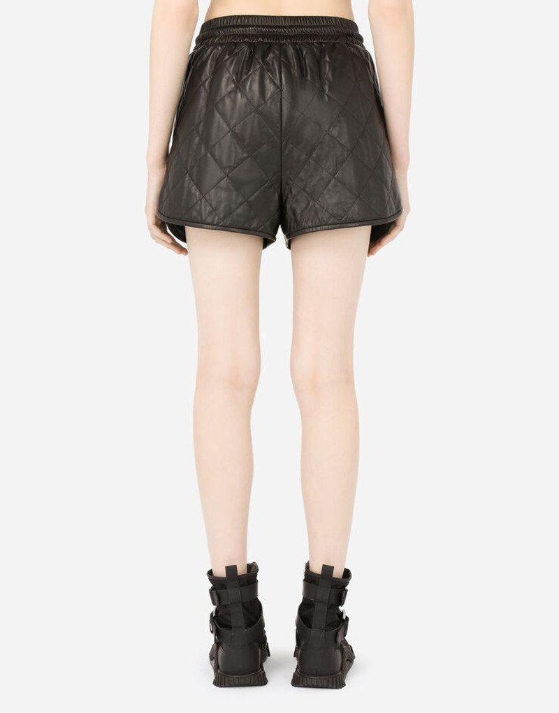 Dolce & Gabbana Quilted leather shorts with DG pendant outlook