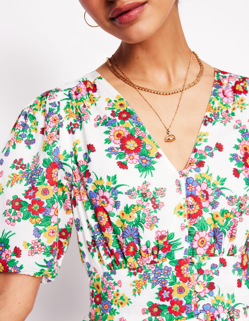 Lillian Cotton Midi Dress-Multi, Bouquet Cluster 4