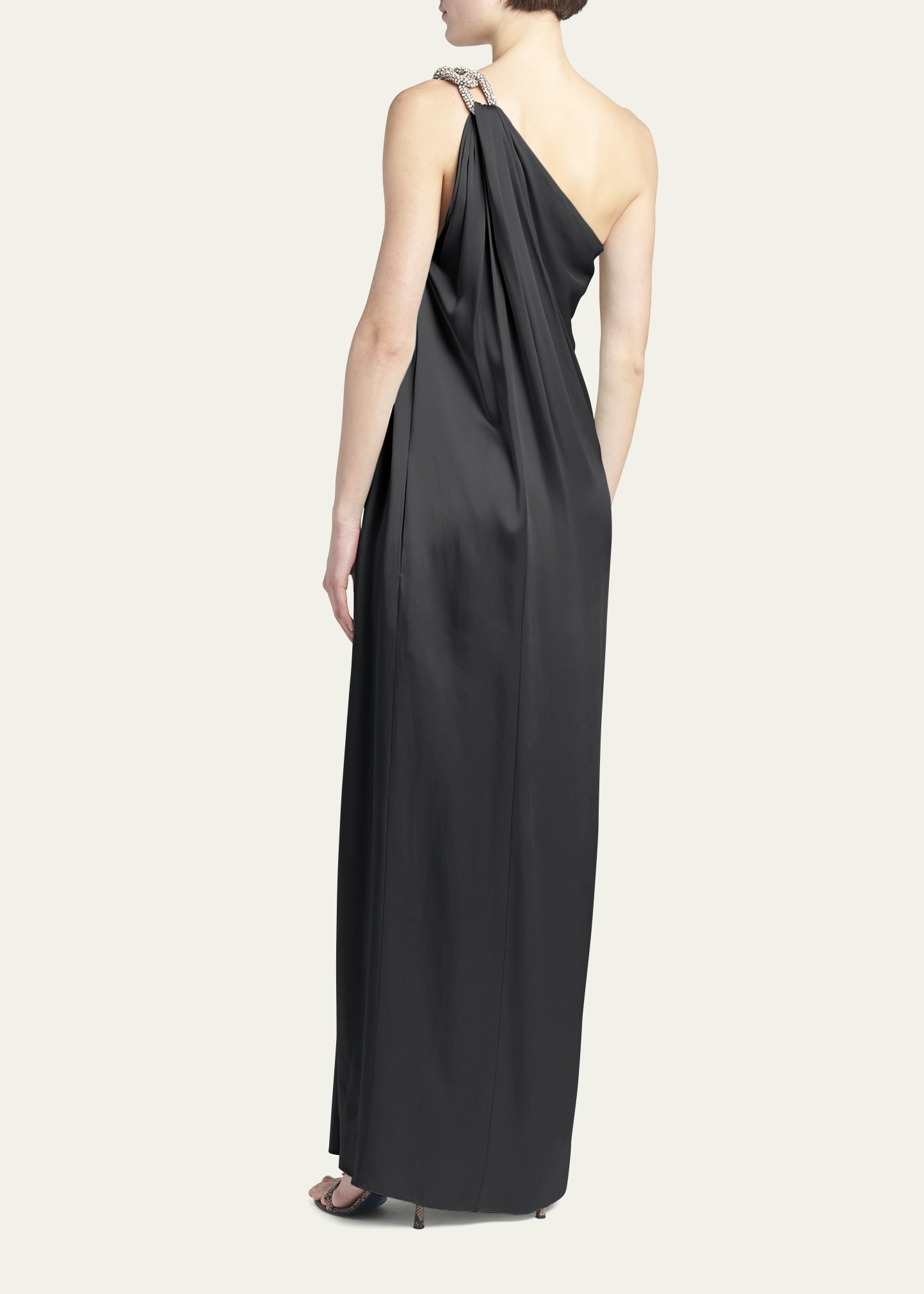 Stella McCartney Satin One-Shoulder Gown with Embellished Detail ...