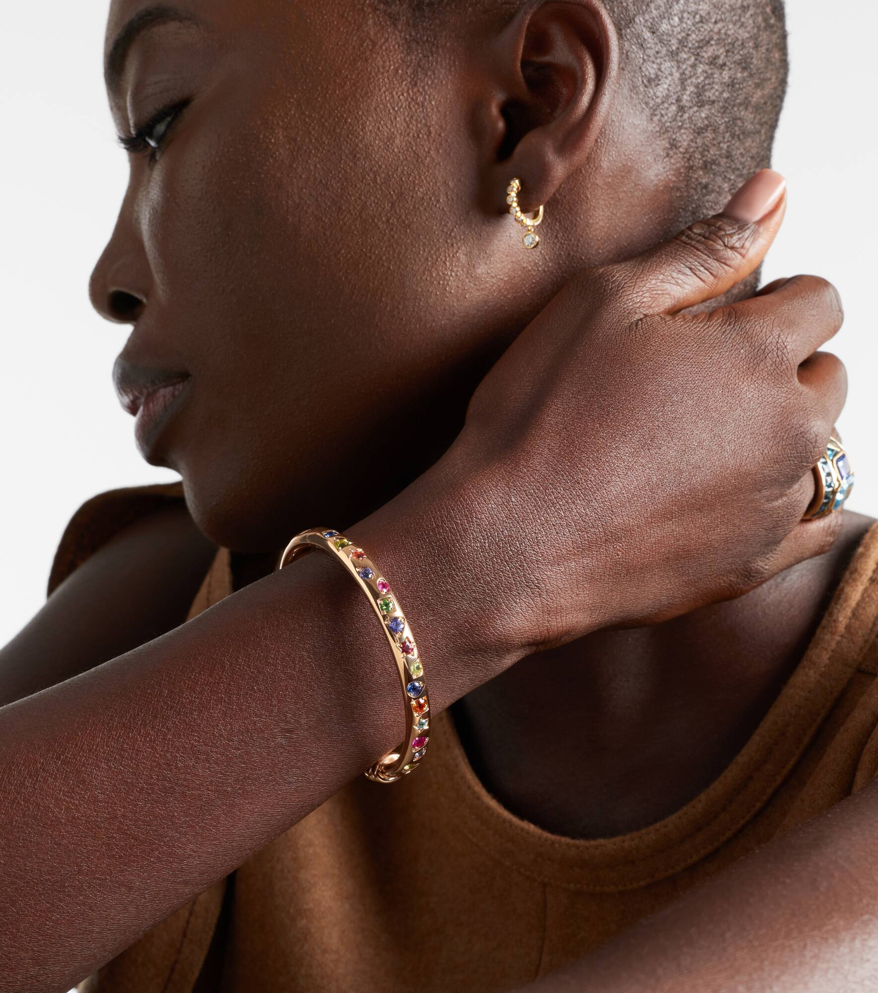 Iconica 18kt rose gold chain bracelet with gemstones - 3